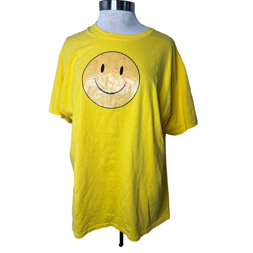 Gilden Yellow Happy Face T-shirt XL